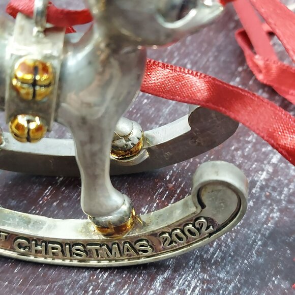 Lenox Babys First Christmas Silver Rocking Horse Ornament 2002 Keepsake - Picture 14 of 16